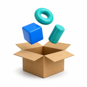 Открытая крафт-коробка с 3D-фигурами — контейнеры Docker